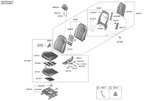2022 Kia Forte Front Cushion Covering Left Diagram for 88160M7550B5D