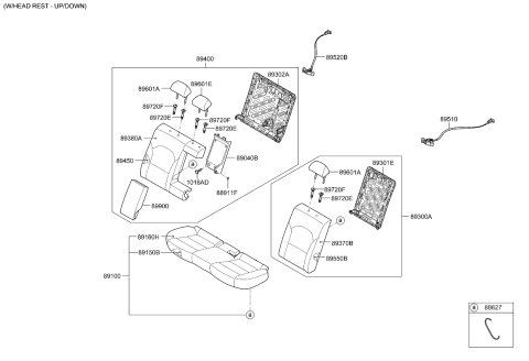 2022 Kia Forte ARMREST ASSY-RR SEAT Diagram for 89900M6500B6P