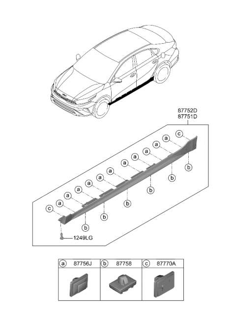 2022 Kia Forte Body Side Moulding Diagram