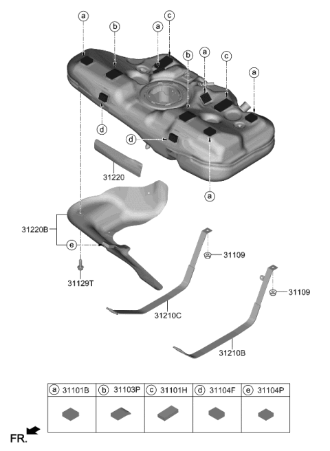 2023 Kia Forte Pad-Fuel Tank Diagram for 31103F3500