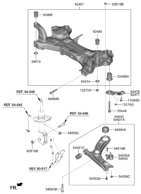 2023 Kia Forte Front Suspension Crossmember Diagram