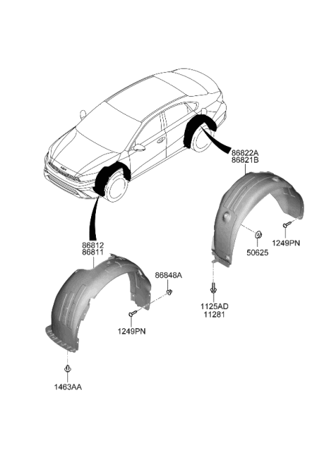 2022 Kia Forte GUARD ASSY-REAR WHEE Diagram for 86821M7500