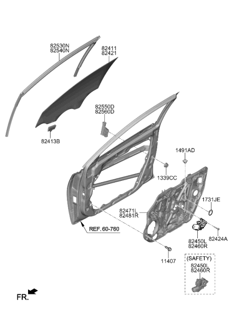 2023 Kia Forte Run Assembly-Fr Dr WDO G Diagram for 82540M7000