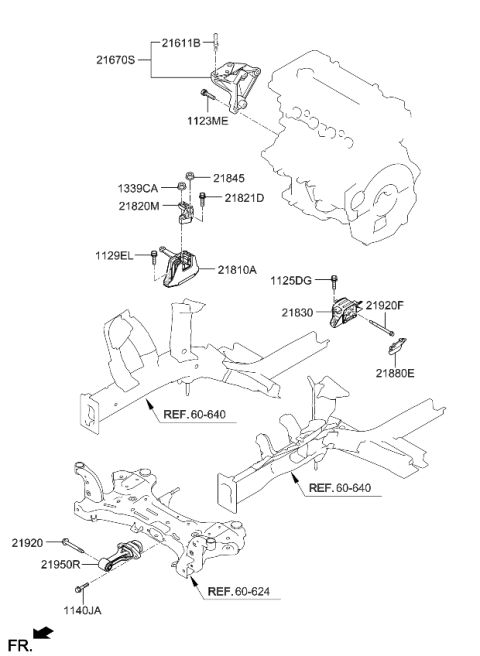 2022 Kia Forte Engine & Transaxle Mounting Diagram 1