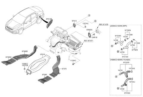 2022 Kia Forte Heater System-Duct & Hose Diagram