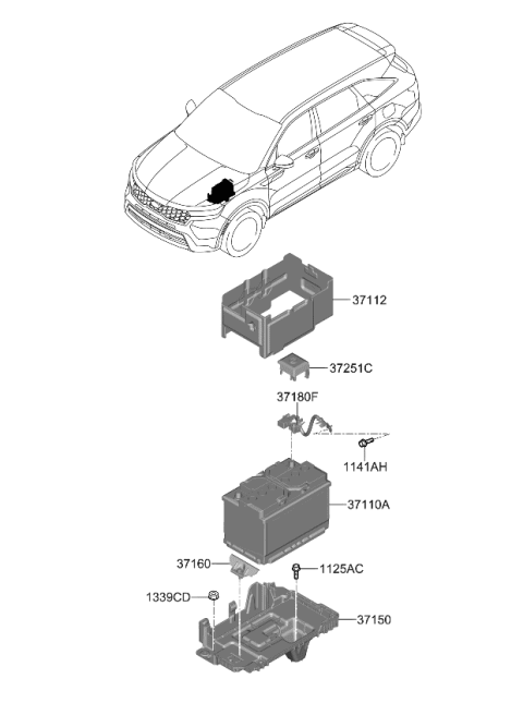 2021 Kia Sorento Sensor Assy-Battery Diagram for 37180R5000