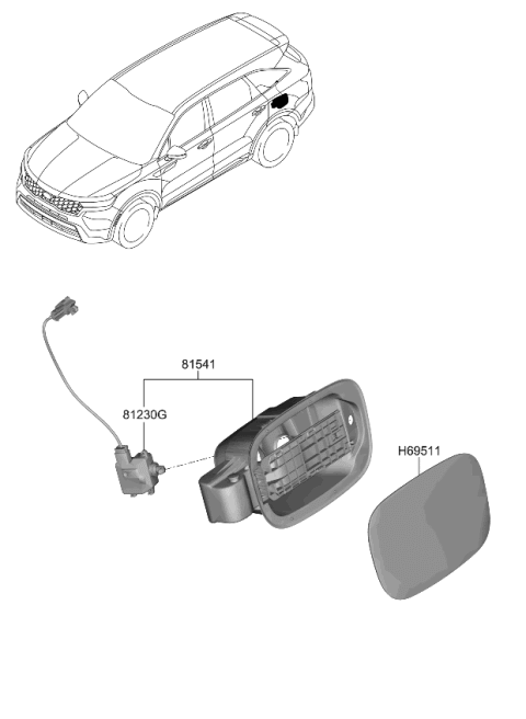 2022 Kia Sorento Gas Fuel Filler Door Diagram