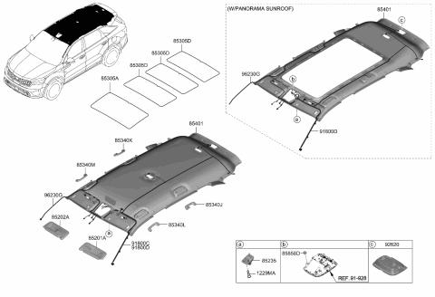 2021 Kia Sorento SUNVISOR Assembly,RH Diagram for 85220R5500GYT