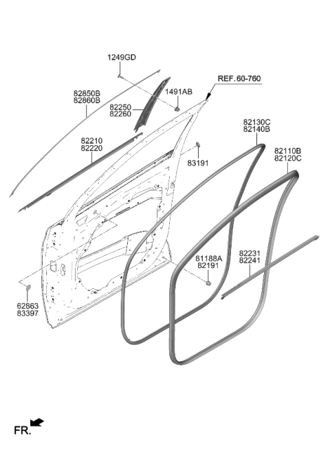 2023 Kia Sorento W/STRIP-Fr Dr Belt I Diagram for 82240R5000