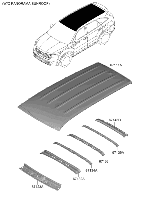 2022 Kia Sorento Rail Assembly-Roof Fr Lw Diagram for 67123R5000