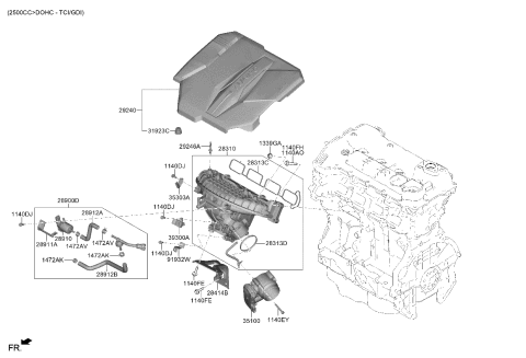 2022 Kia Sorento Bolt-Eng Cover MTG Diagram for 2924303670