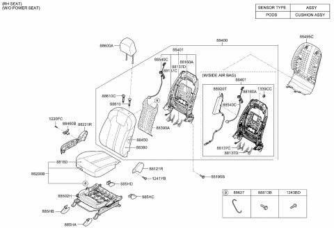 2023 Kia Sorento Gas Seat-Front Diagram 1