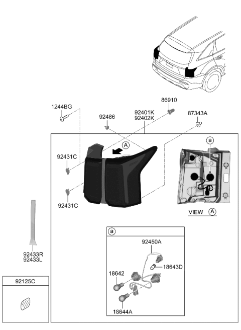 2023 Kia Sorento GARNISH-Rr COMBINATI Diagram for 92435R5000KDG