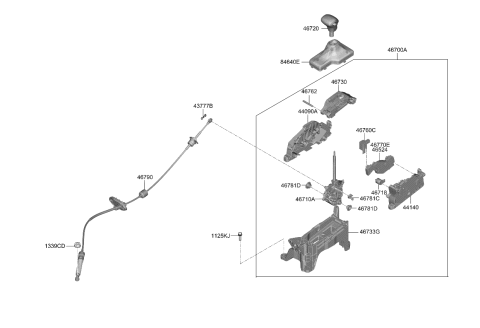 2022 Kia Sorento Knob Assembly-Gear Shift Diagram for 46720S9100WK