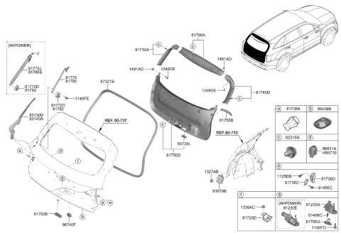 2023 Kia Sorento Power Latch Assembly-PWR Diagram for 81800P2100