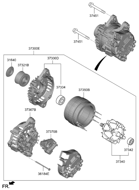 2023 Kia Sorento Gas Alternator Diagram 1