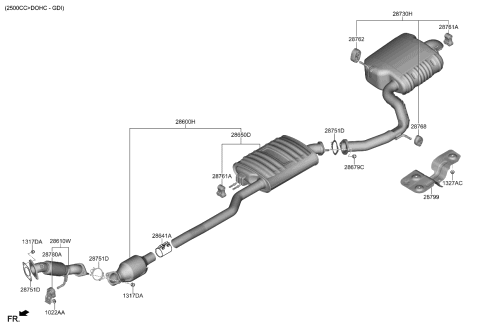 2021 Kia Sorento Muffler Assy-Center Diagram for 28650R5460