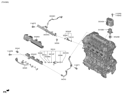 2021 Kia Sorento Throttle Body & Injector Diagram 1