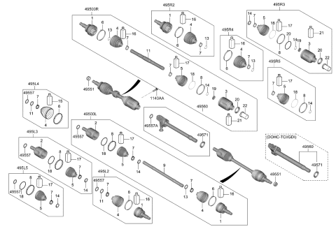 2022 Kia Sorento Shaft Assembly-Drive,RH Diagram for 49501R5670