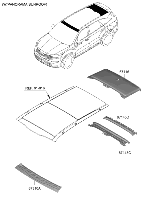 2021 Kia Sorento Gas Roof Panel Diagram 2