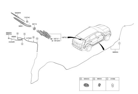 2021 Kia Sorento Blade Assembly-WIPER,Rr Diagram for 98850F8000