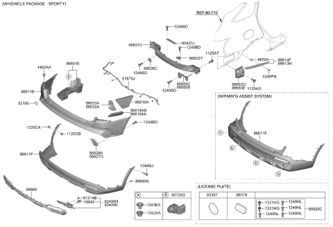 2021 Kia Sorento Plate-Rear Bumper,LH Diagram for 86647R5000