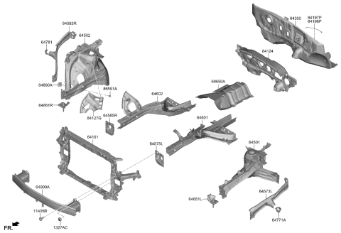 2022 Kia Sorento Fender Apron & Radiator Support Panel Diagram