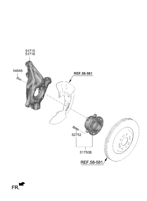 2023 Kia Sorento Knuckle-Front Axle,R Diagram for 51711R5500