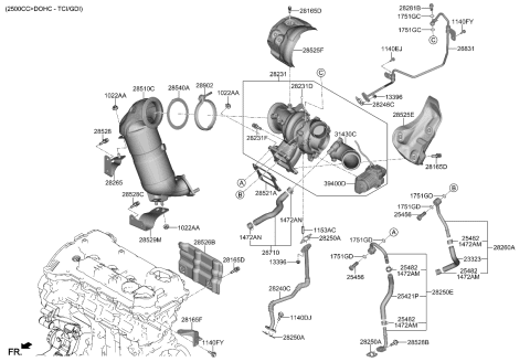 2021 Kia Sorento Pipe & Hose Assembly-T/C Diagram for 282502S300