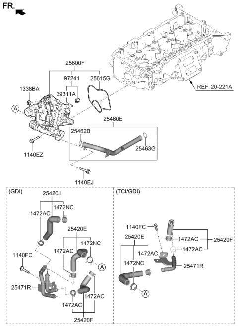 2022 Kia Sorento Pipe Assembly-Oil Cooler Diagram for 254712S500