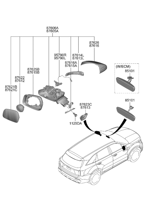 2022 Kia Sorento Rear View Inside Mirror Assembly Diagram for 85110L0000