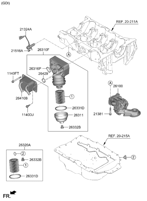 2021 Kia Sorento Gas Front Case & Oil Filter Diagram 1
