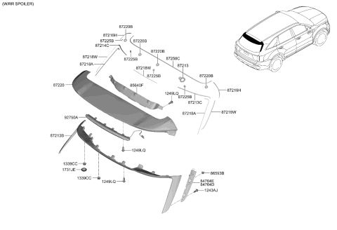 2021 Kia Sorento Roof Garnish & Rear Spoiler Diagram 1