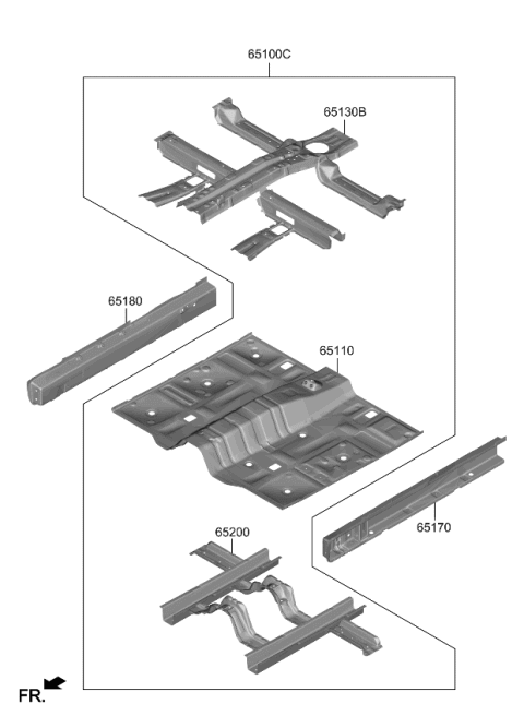 2023 Kia Sorento Panel Assembly-Floor,Ctr Diagram for 65100R5000