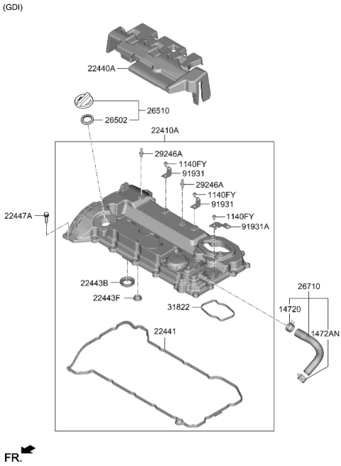 2021 Kia Sorento Foam-Head Cover Diagram for 224402S000