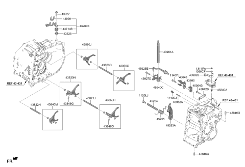 2021 Kia Sorento Fork Assembly-Shift(2&R) Diagram for 438402N100