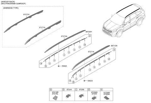 2022 Kia Sorento Clip-Roof GARNISH Mt Diagram for 87236R5000