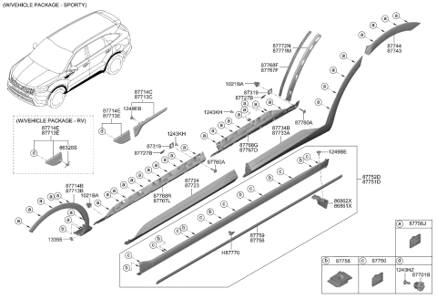 2022 Kia Sorento GARNISH-Fender Side Diagram for 877G2R5100