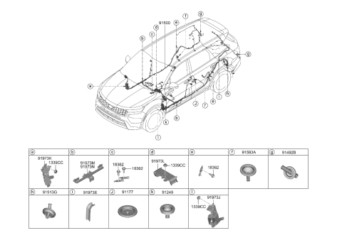 2021 Kia Sorento Wiring Assembly-Floor Diagram for 91500R5180