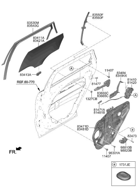 2023 Kia Sorento Glass-Rear Door Wind Diagram for 83421P2010