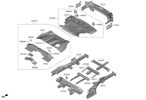 2021 Kia Sorento PNL Assembly-Rr Floor Fr Diagram for 65520P2550