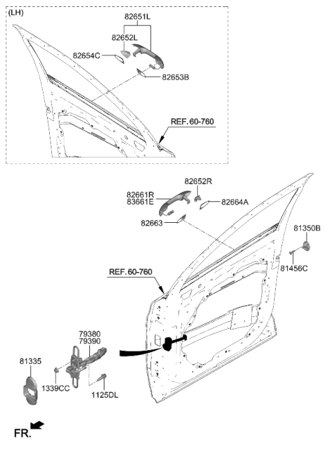 2023 Kia Sorento Cover-Fr Dr O/S HDL Diagram for 82652S9100