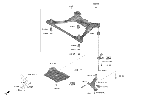 2022 Kia Sorento CROSSMEMBER COMPL Diagram for 62405R5000