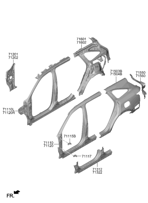 2023 Kia Sorento REINF Assembly-Side Comp Diagram for 71110R5030