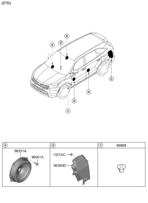 2023 Kia Sorento Speaker Diagram 1