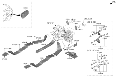 2022 Kia Sorento Duct Assembly-Rear A/VEN Diagram for 97010R5000
