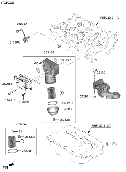 2021 Kia Sorento Cooler Assembly-Eng Oil Diagram for 264102S000