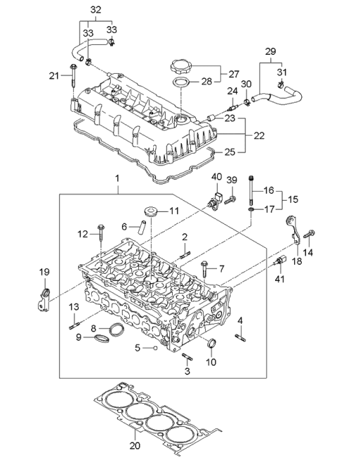 2006 Kia Optima Cylinder Head & Cover Diagram 1