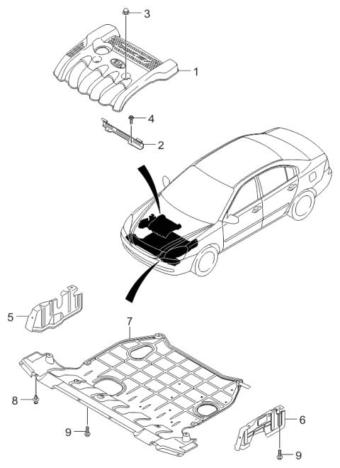 2006 Kia Optima Engine Cover Assembly Diagram for 2924025212