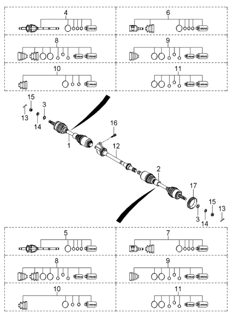 2006 Kia Optima Produced Before SEP.2006 Drive Shaft Diagram 2